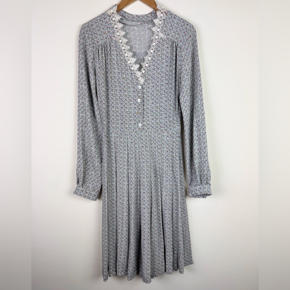 Vintage 90's Blue Floral Praire Dress